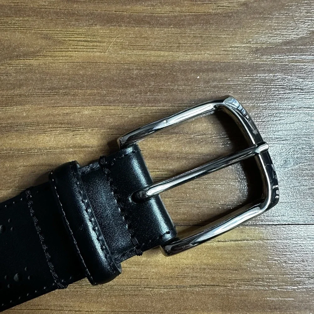 Allen Edmonds Black Leather Belt Mens 34/86 Italian Calfskin Made in USA 74011